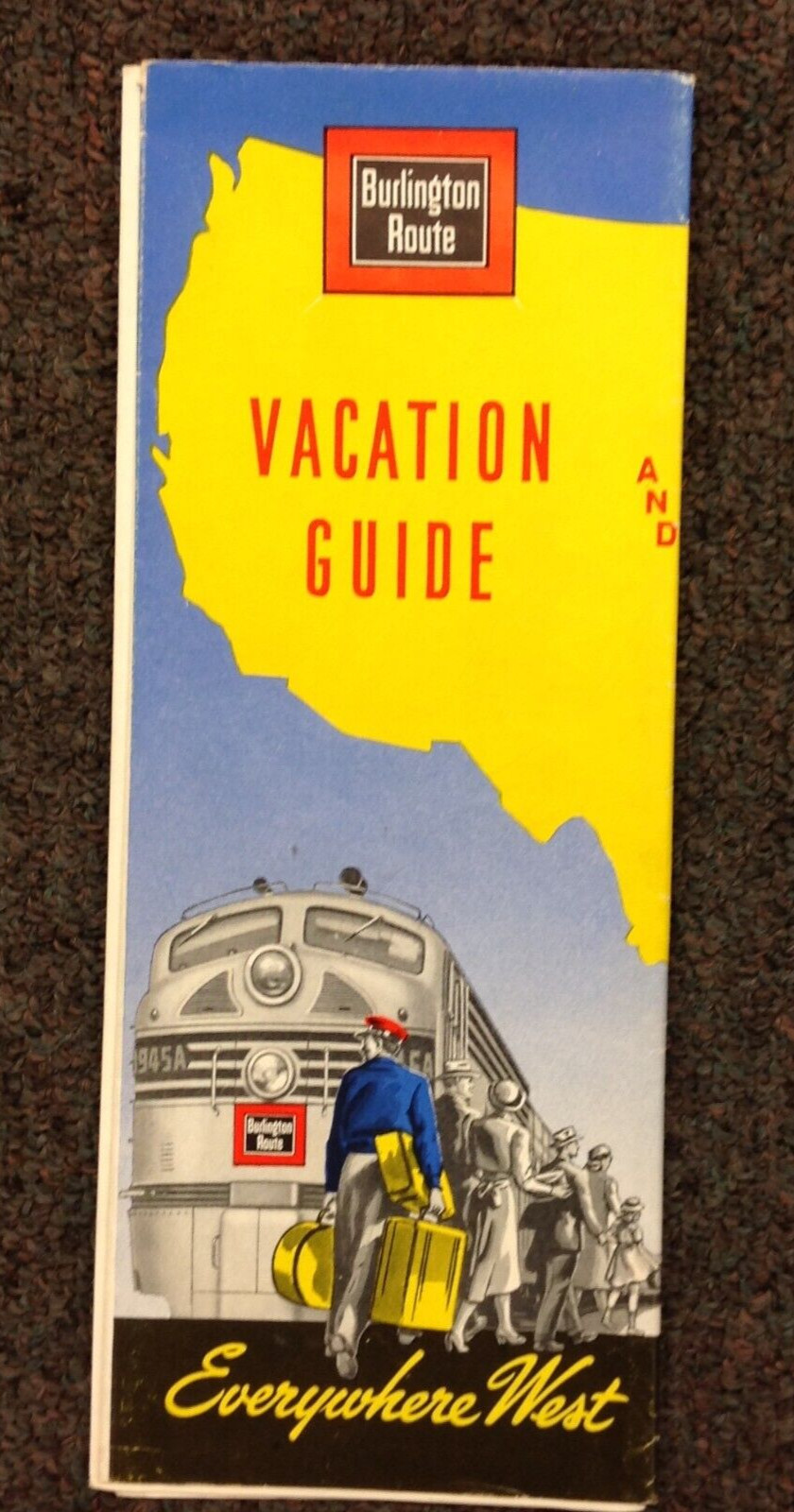 Vtg 1953 Burlington Route United States Map Vacation Guide Way of the Zephyrs