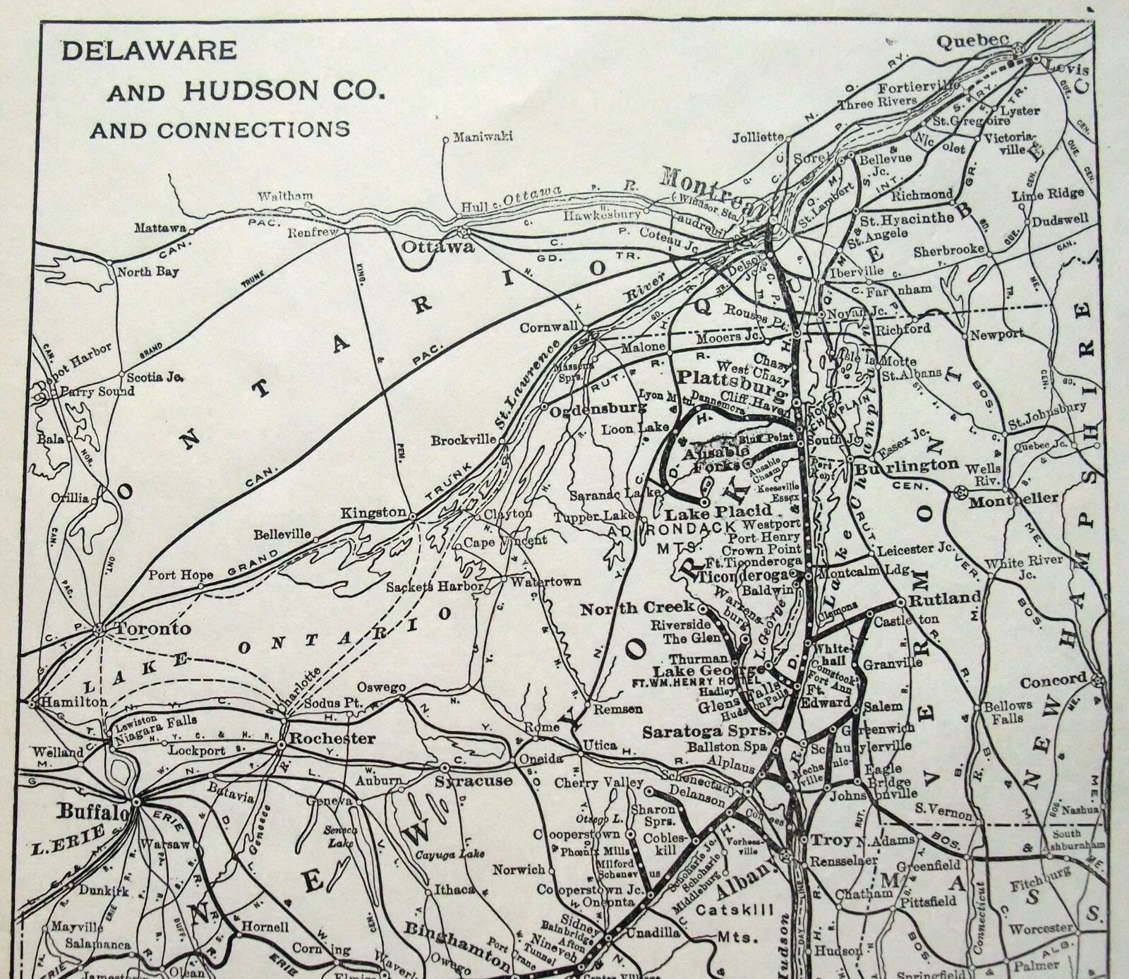 Delaware & Hudson Railroad – Original 1927 System Map. Railway