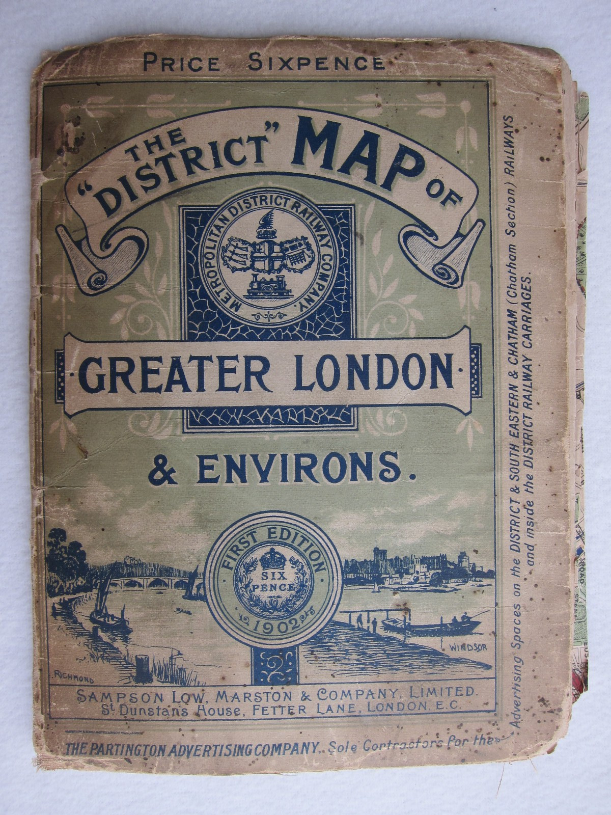 The “District” Map of Greater London & Environs. District Railway Co 1st Ed 1902