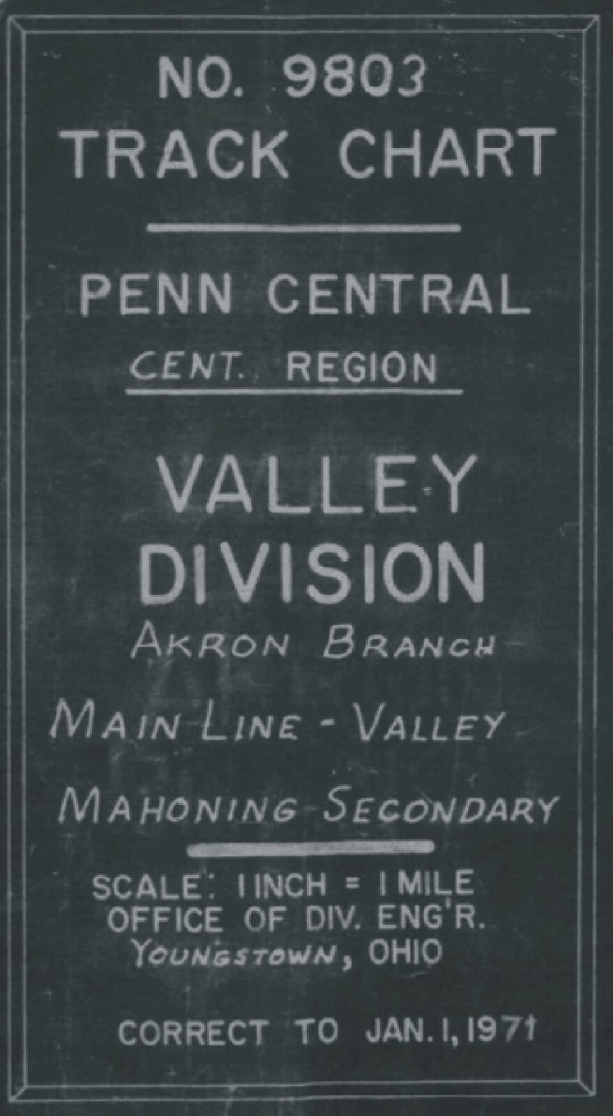 Penn Central 1971 Valley Main, Akron Br Mahoning Sec.Track Chart PDF Page on DVD