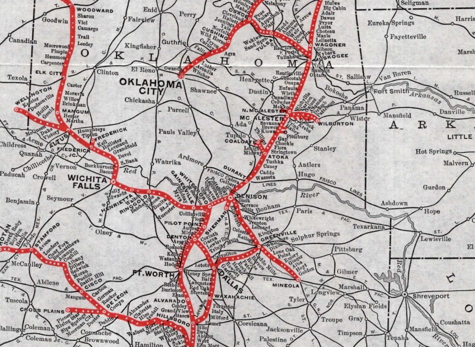 1924 Antique MKT Railroad Map Missouri Kansas Texas Lines Railroad Map 2690