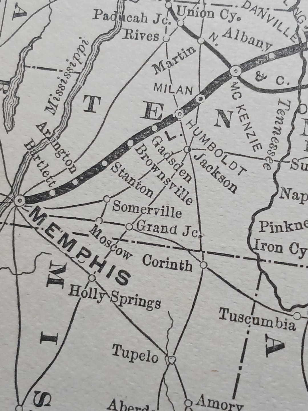 ~1895 Antique Route Map LOUISVILLE & NASHVILLE RAILROAD all Lines Stations Depot