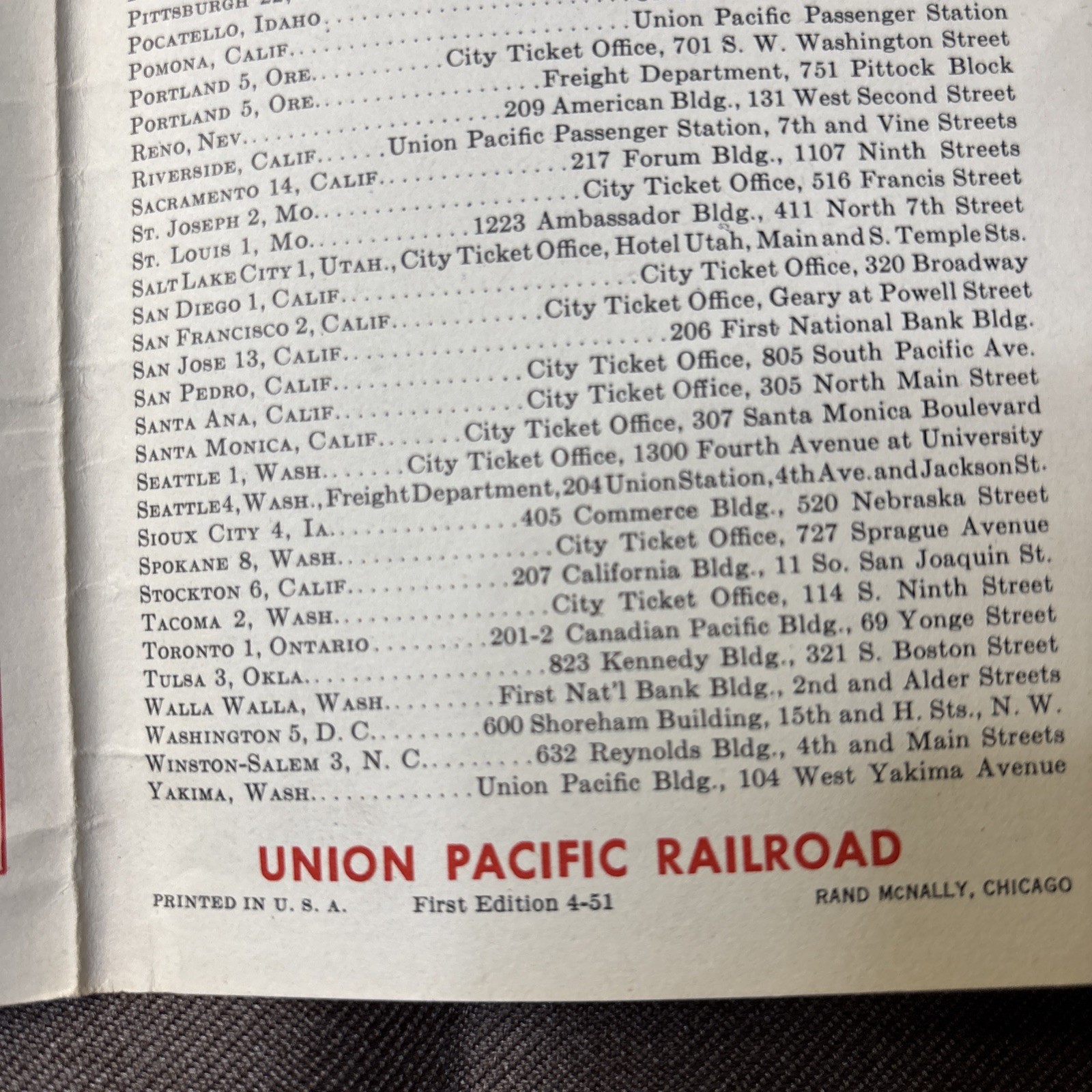 Vintage Union Pacific Railroad Military Map 1950 First Edition