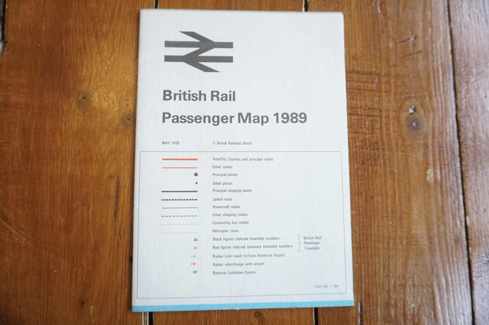 1989 British Rail Passenger Network Railway Map VGC