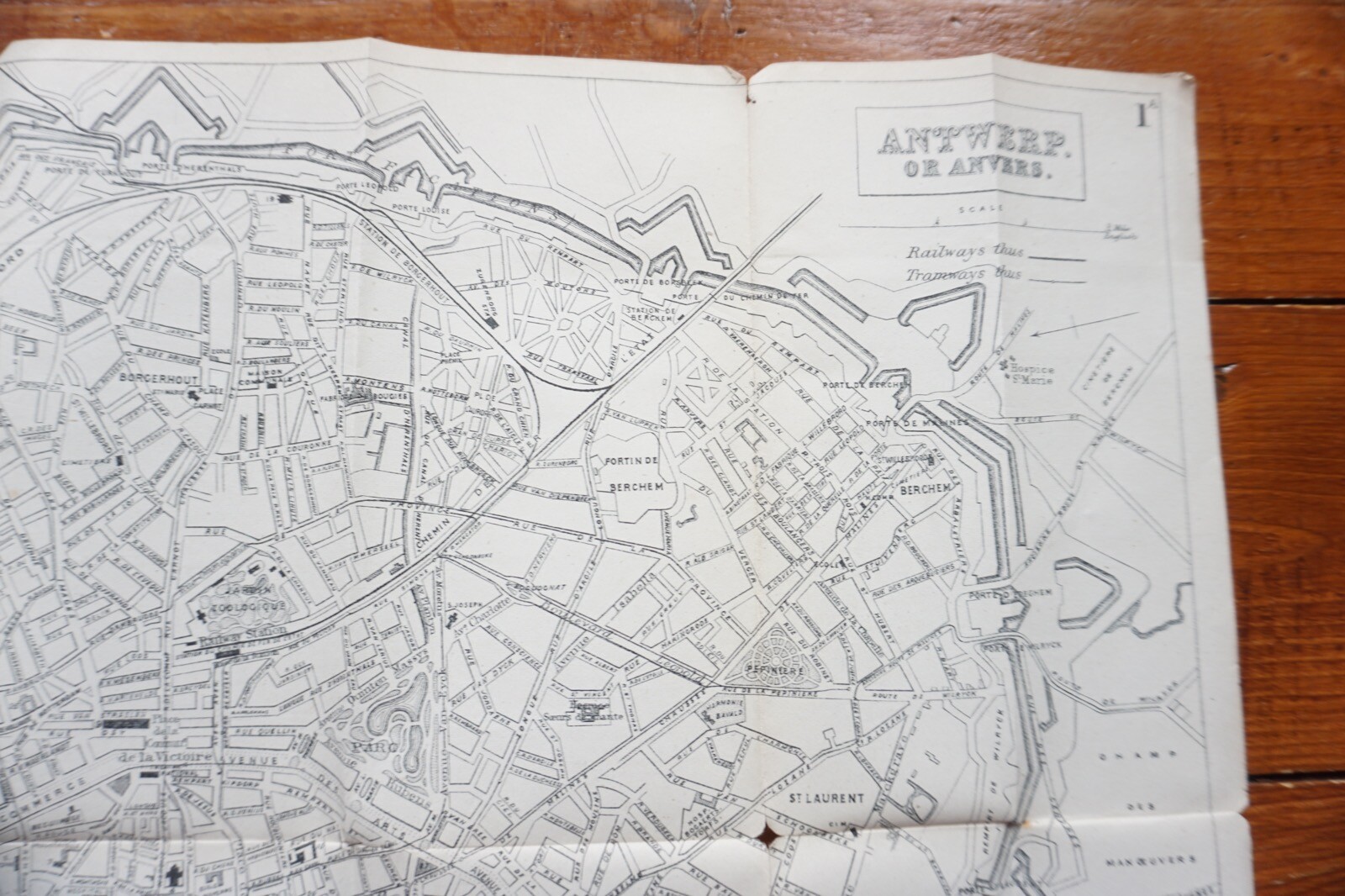 1899 Bradshaws Map of Antwerp Netherlands Original Railway Map