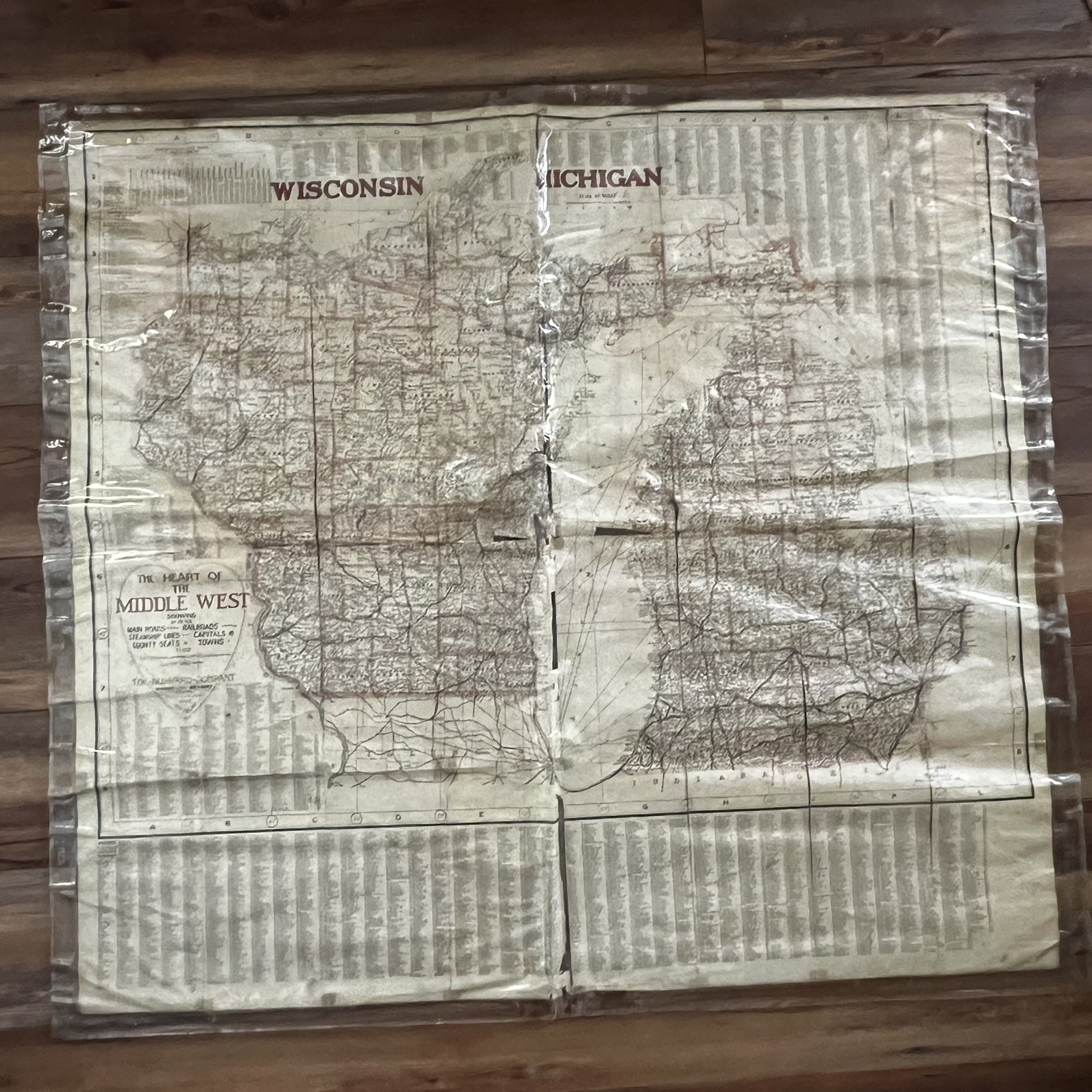1911 Antique THE BULLARD COMPANY “Heart of the Middle West” Map
