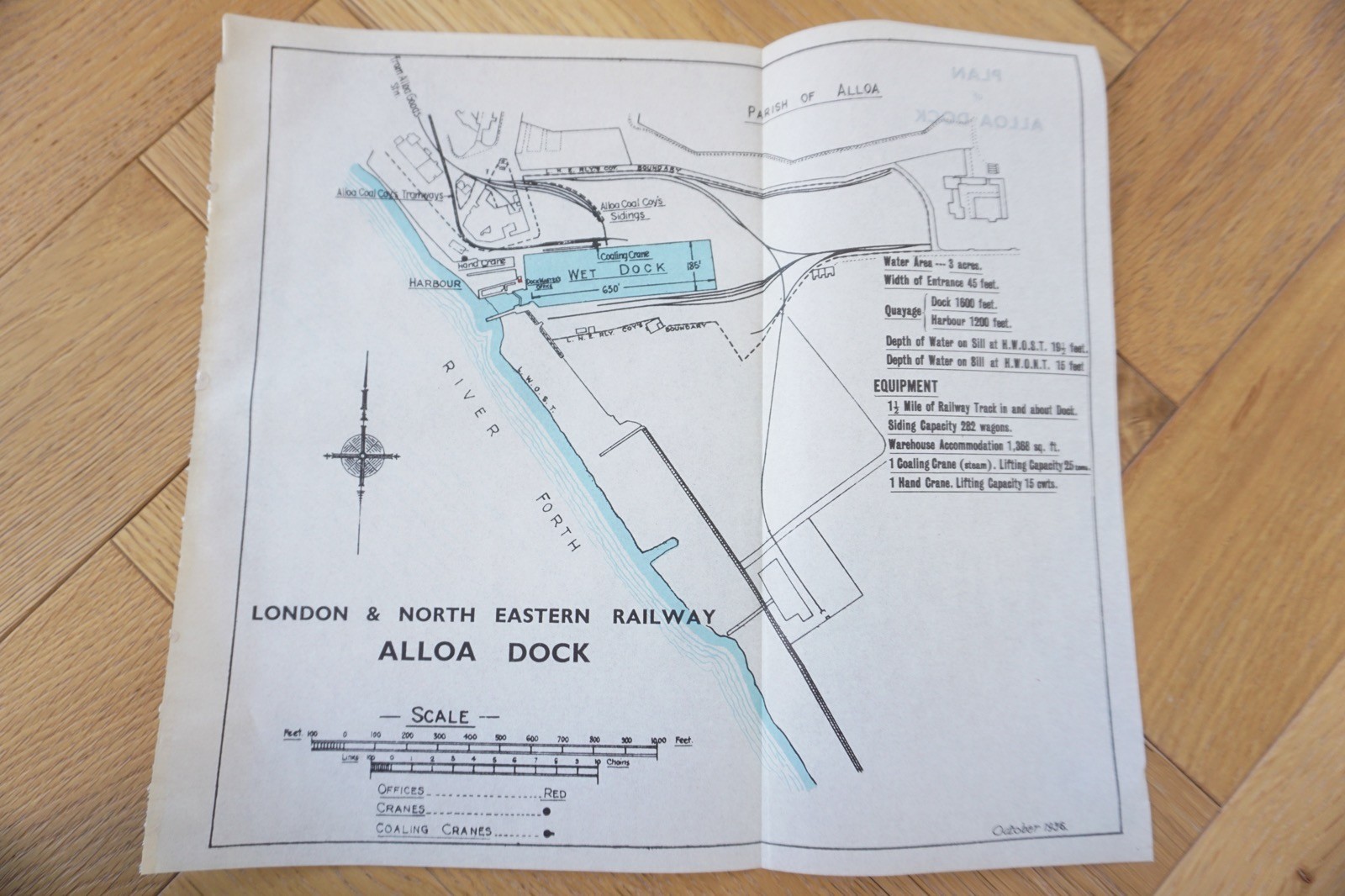 1936 LNER Alloa Docks Railway Plan Map
