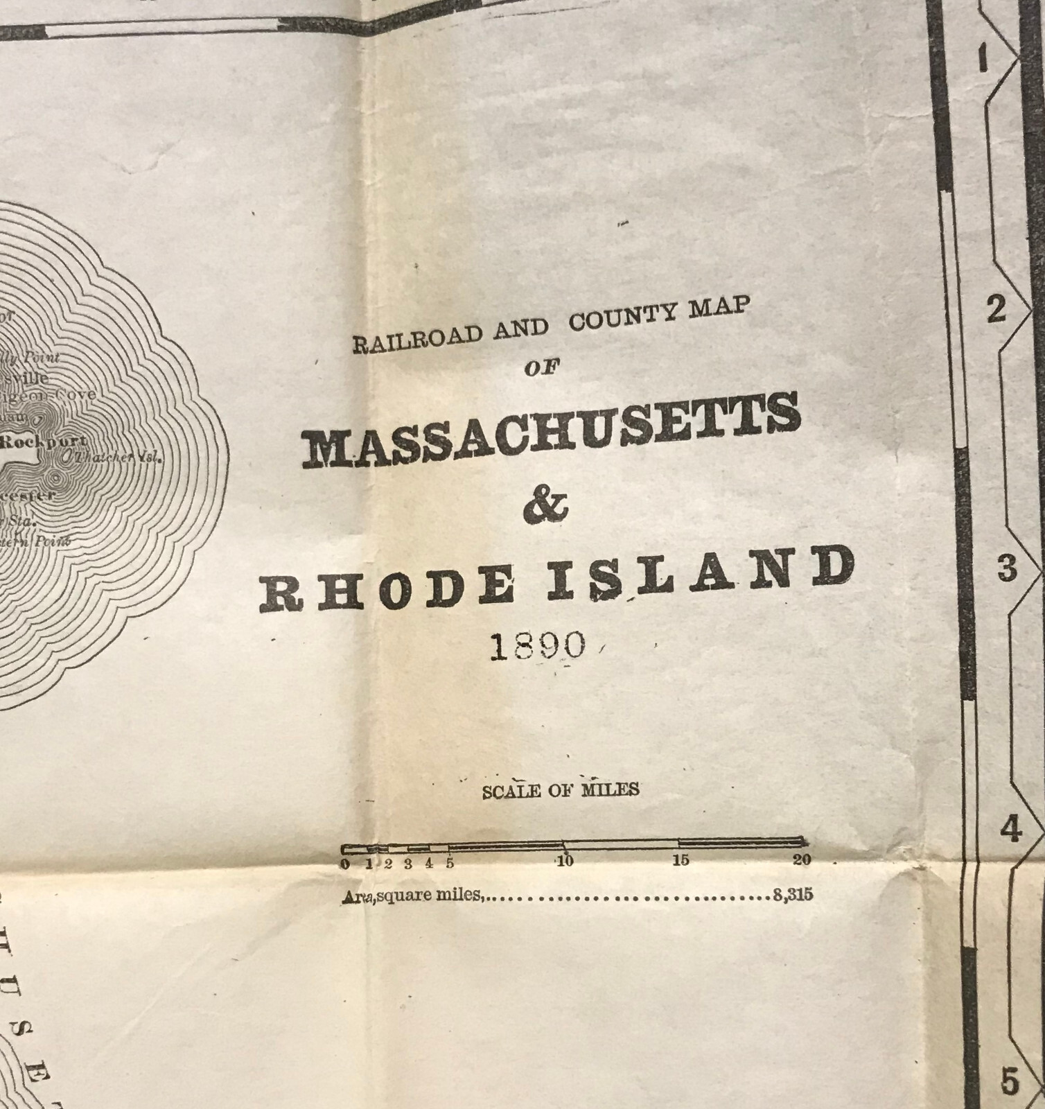 Rare Antique 1890 Cram’s Township Rail Road Map of Massachusetts & Rhode Island