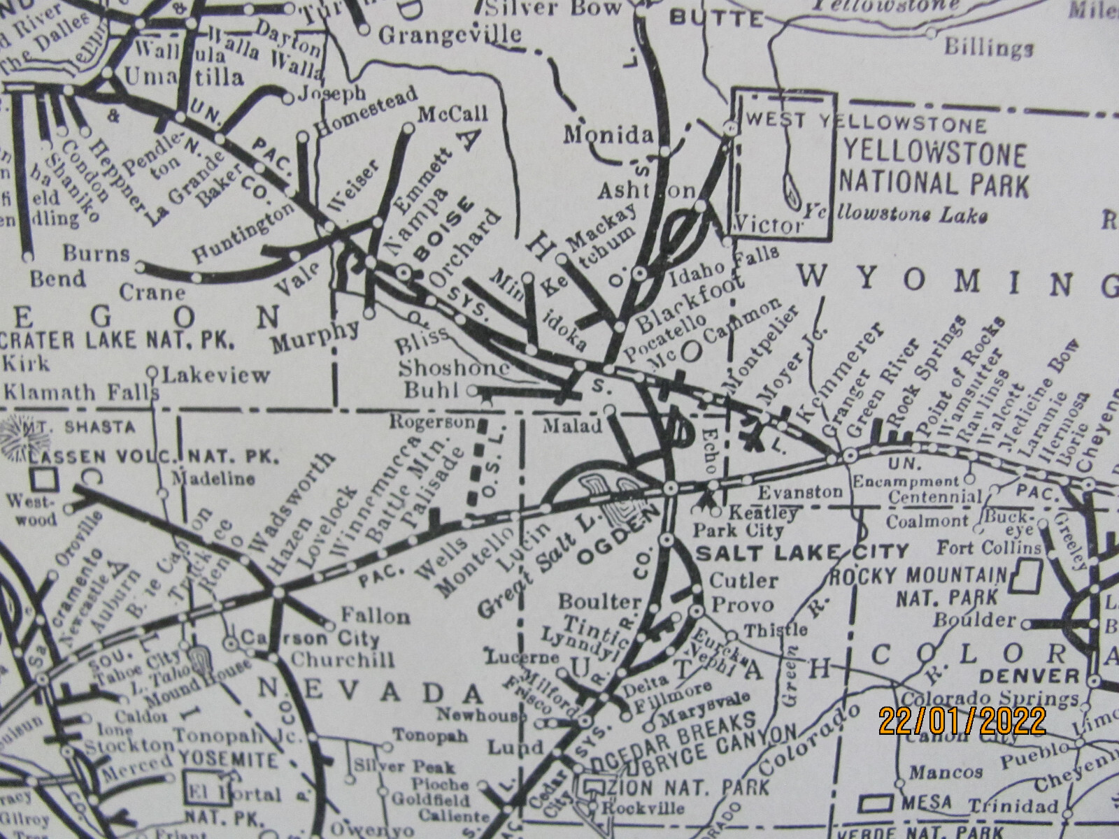 ANTIQUE 1925 UNION PACIFIC RAILROAD UP RR SYSTEM MAP DEPOT UP RR HISTORY