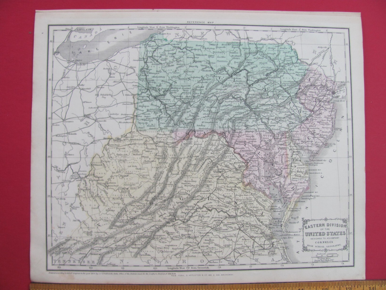 1856 SOUTHERN STATES MIDDLE EASTERN COLOR ATLAS CIVIL WAR ERA RAILROAD MAPS