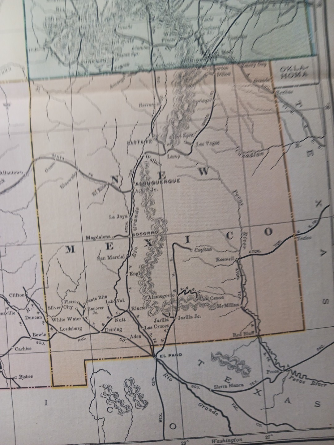 1901 Railroad Map Utah Colorado Arizona New Mexico all Train Route Lines 9×11″