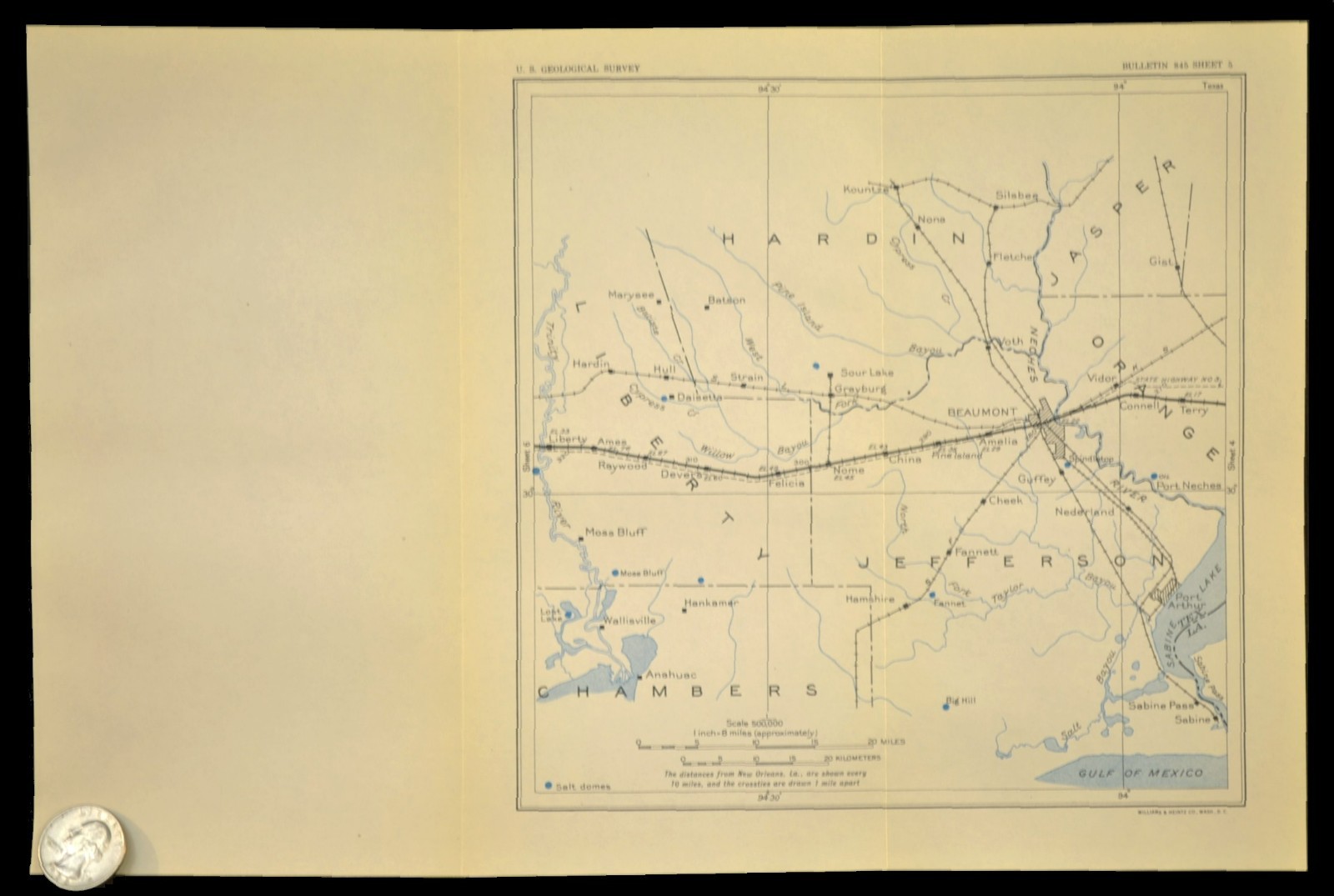 Vintage Southern Pacific RR Map Beaumont Texas Port Arthur Nederland Port Neches