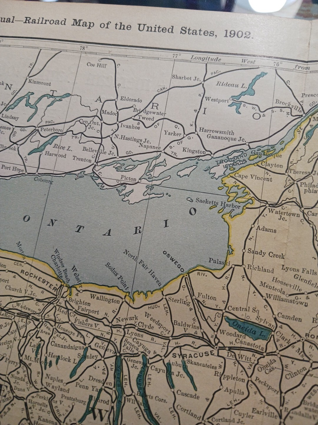 1902 dated Train Route Map NEW YORK All Railroad Lines Stations Towns 11″×9″