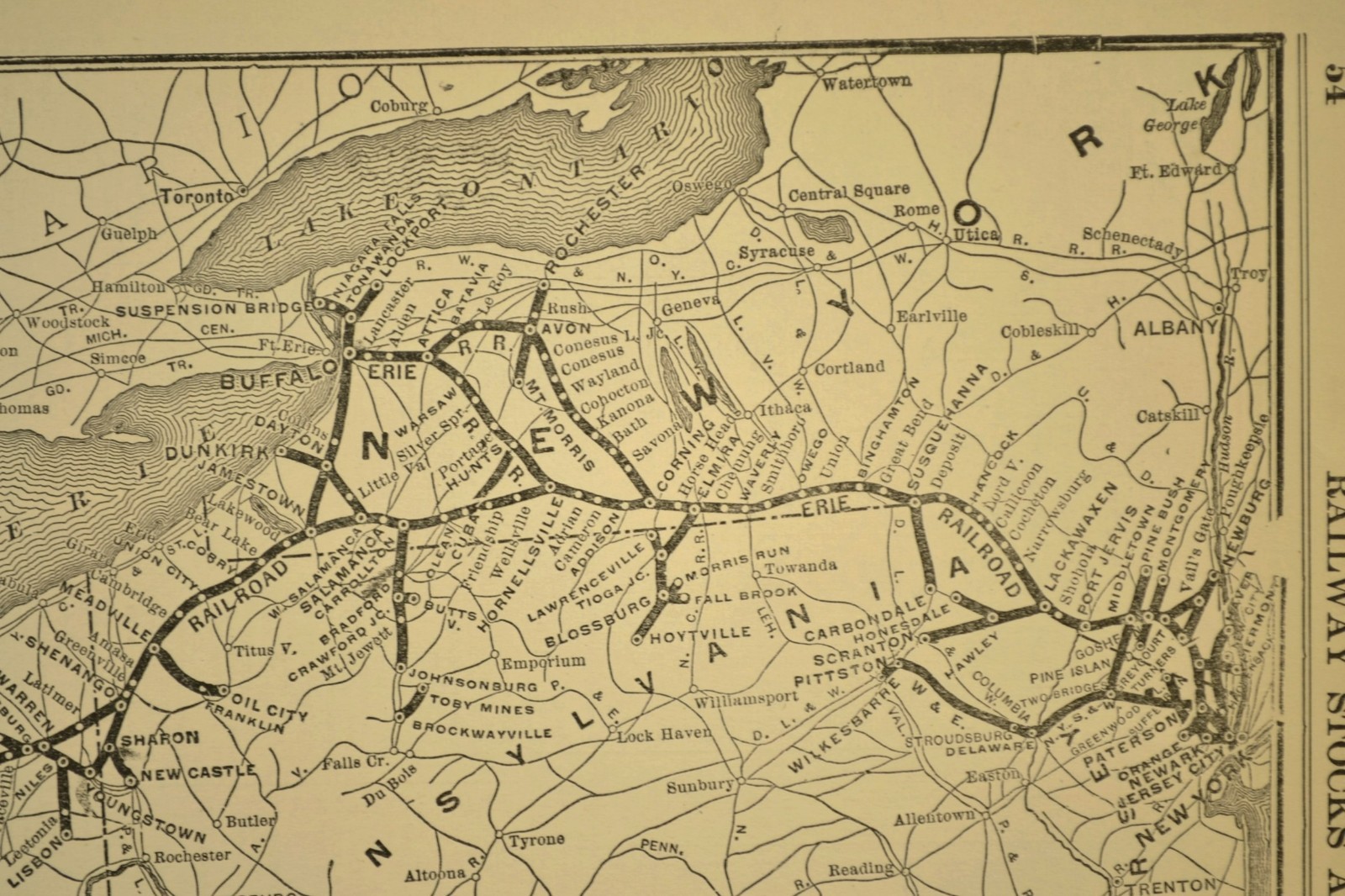 ca 1925 ERIE Railroad Map Railway Marion Ohio Cincinnati Cleveland Antique