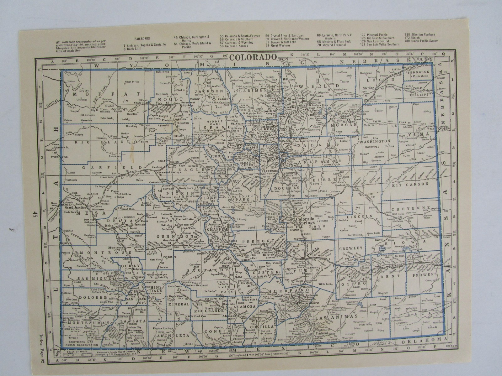 15% off. CO CT GREAT DEPRESSION era 1931 COLORADO RAILROAD Map or CONNECTICUT
