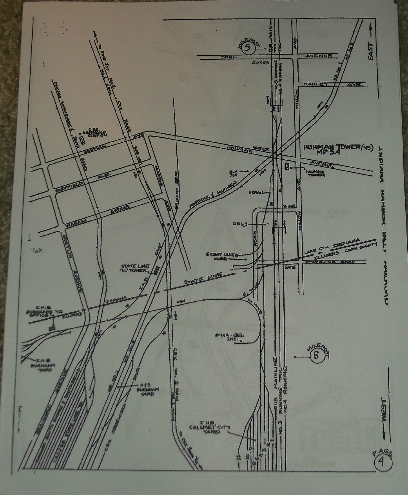 REPRO INDIANA HARBOR BELT IHB 1994 DISPATCHERS TRACK CHART CP UP NS EJ&E IC GTW