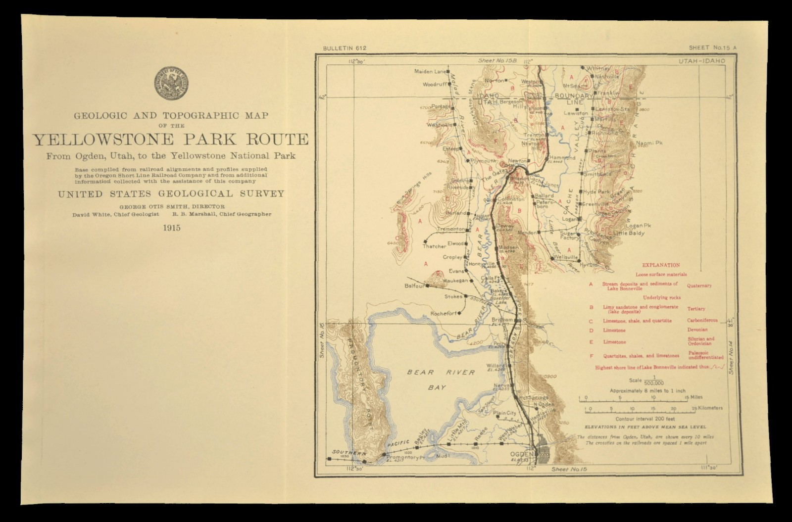 1915 Union Pacific Railroad Map Ogden Utah Brigham UT Smithfield Tremonton
