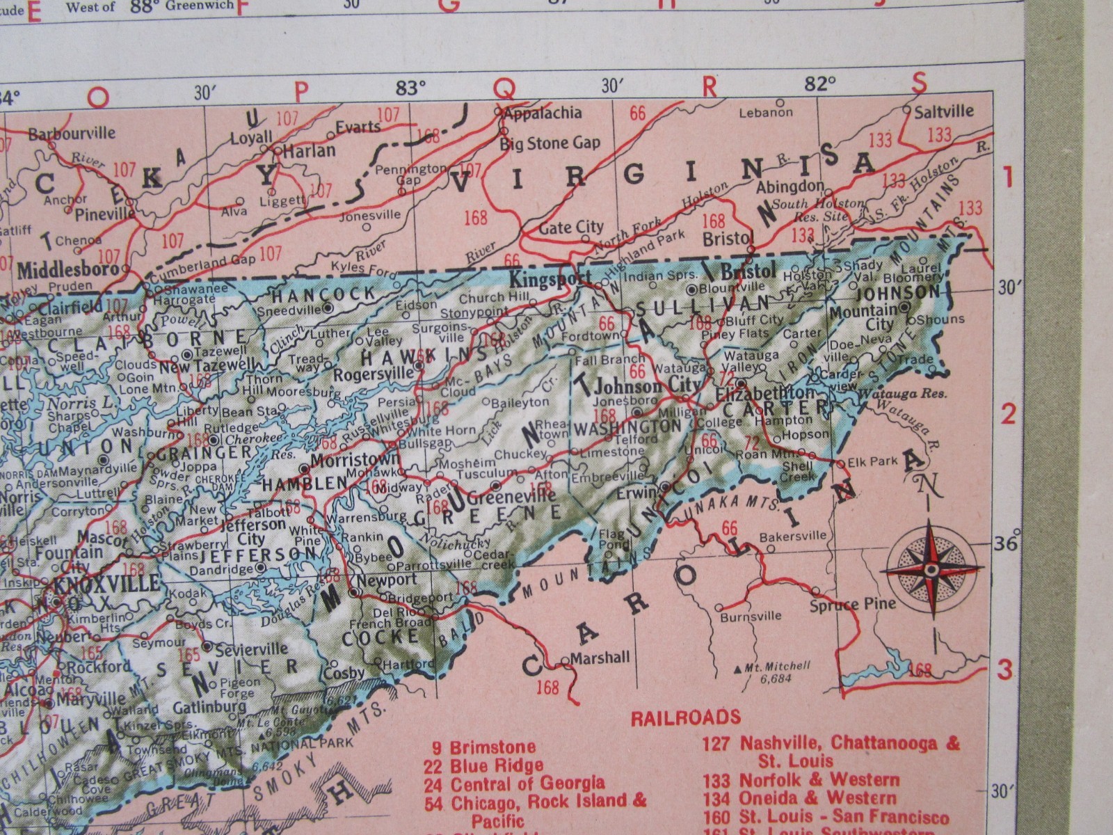 SD TN Vtg 1950 SOUTH DAKOTA RAILROAD Map. CB&Q, C&NW, SOO, GN, IC or TENNESSEE