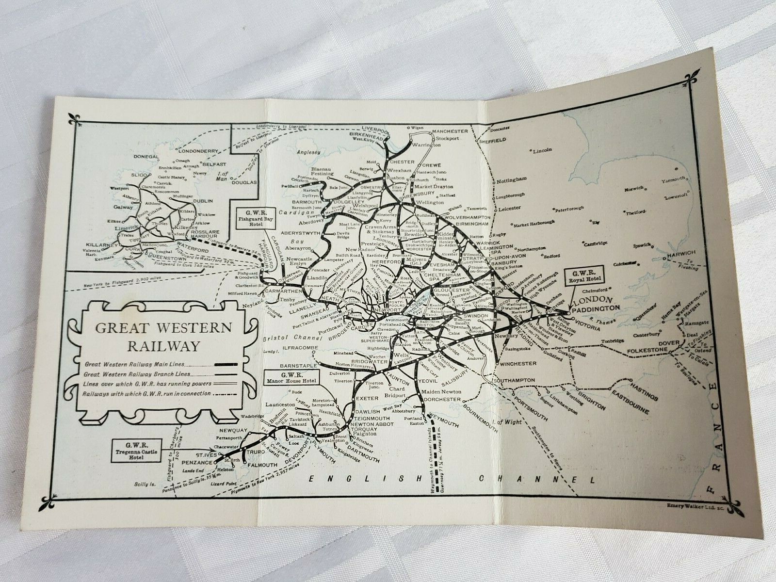 MAP OF THE GREAT WESTERN RAILWAY VINTAGE RAILROAD REFERENCE BOOKLET TRAIN ROUTE