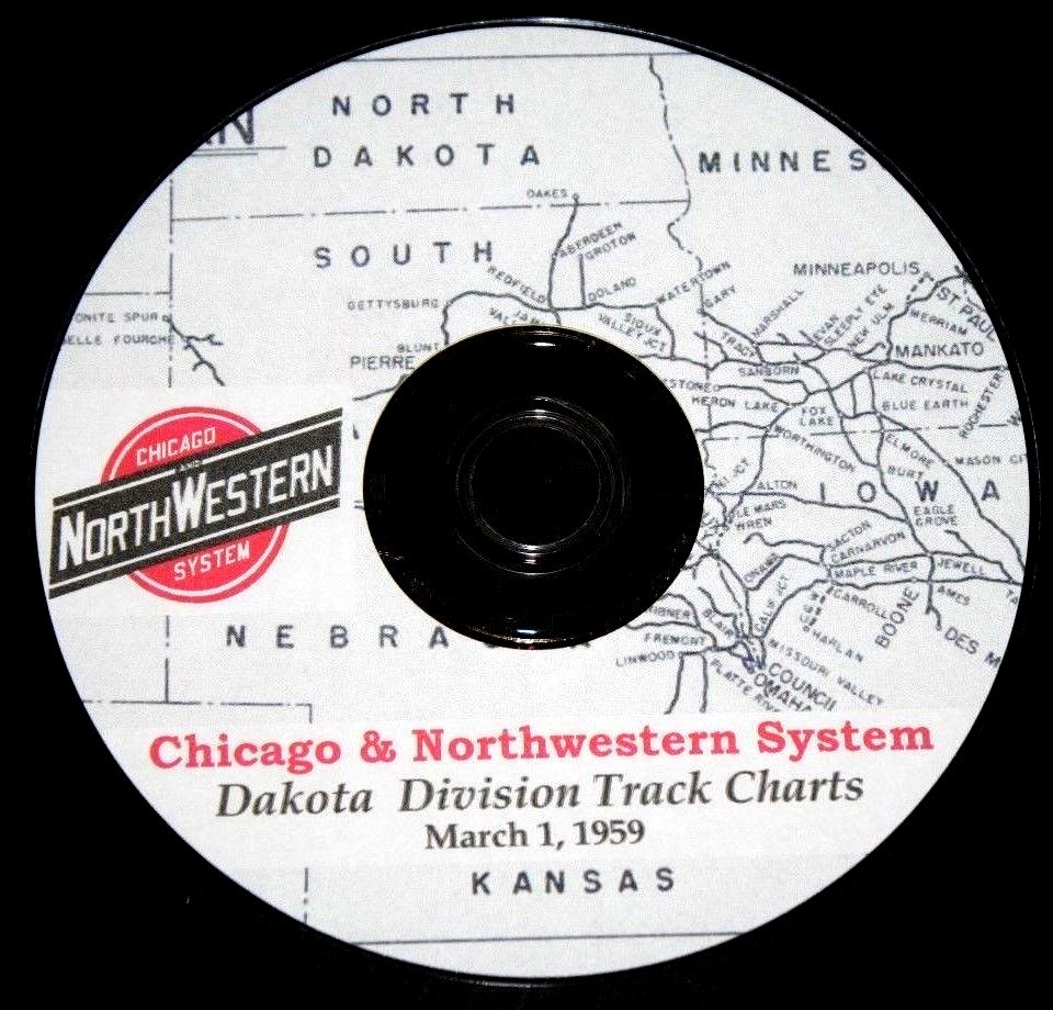 Chicago & Northwestern RR 1959 Dakota Division Track Chart PDF Pages on DVD