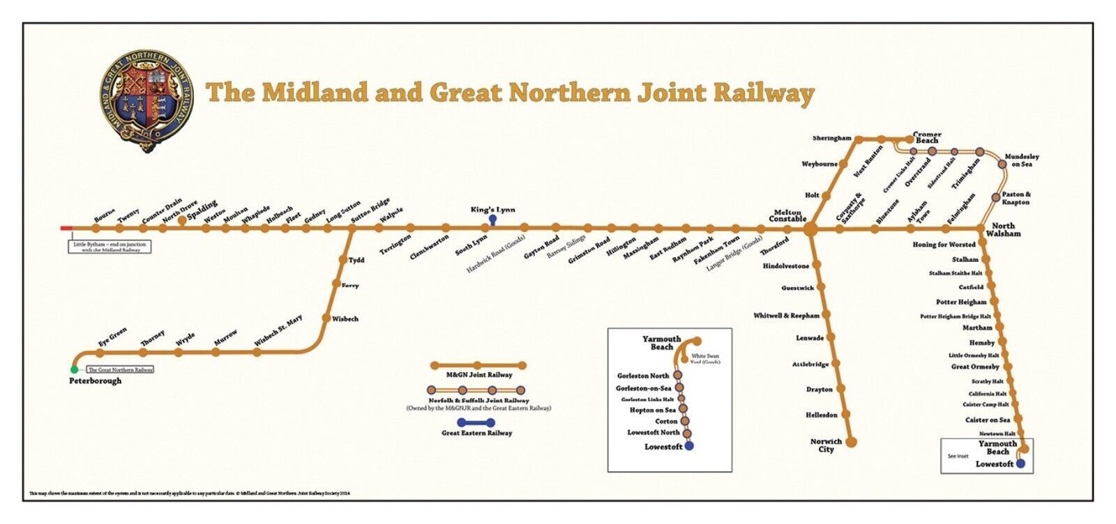 The Midland & Great Northern Joint Railway System Map.