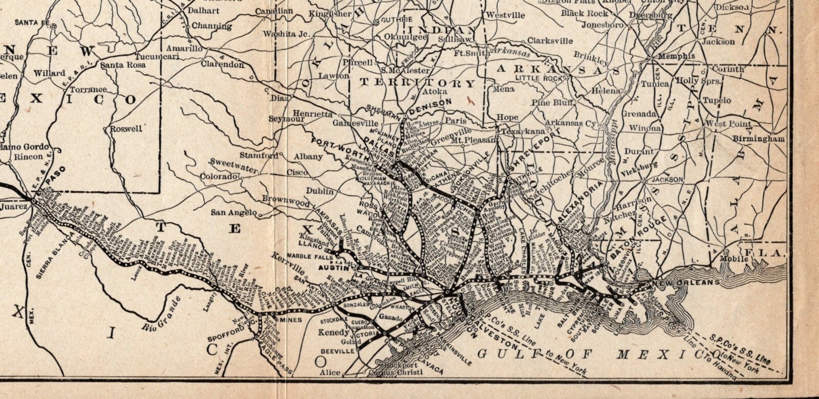 1912 Antique SOUTHERN PACIFIC Lines Railroad Map Vintage Railway Map #1967