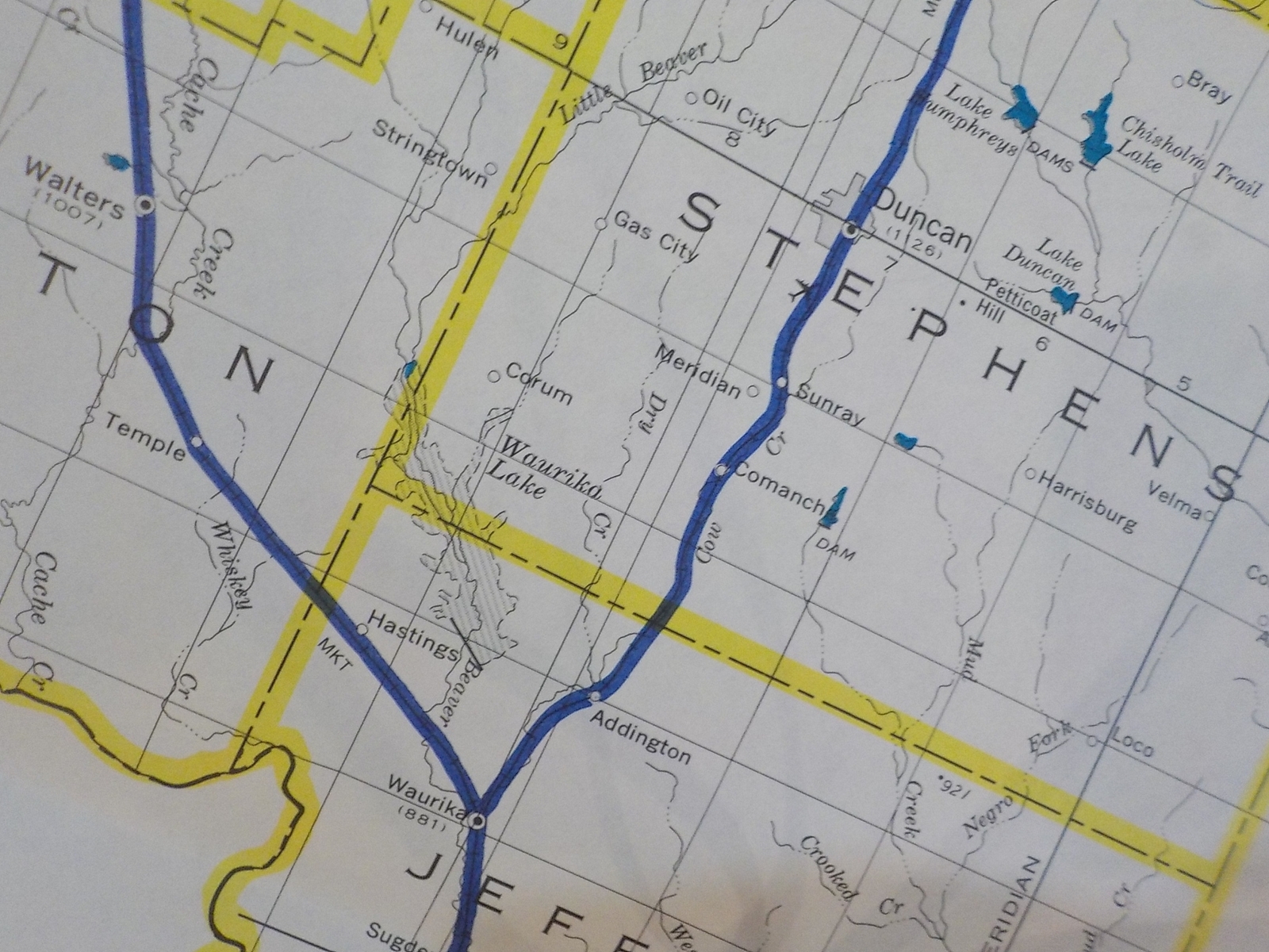 Map Burlington Northern Oklahoma State Railroad Map 1983 August