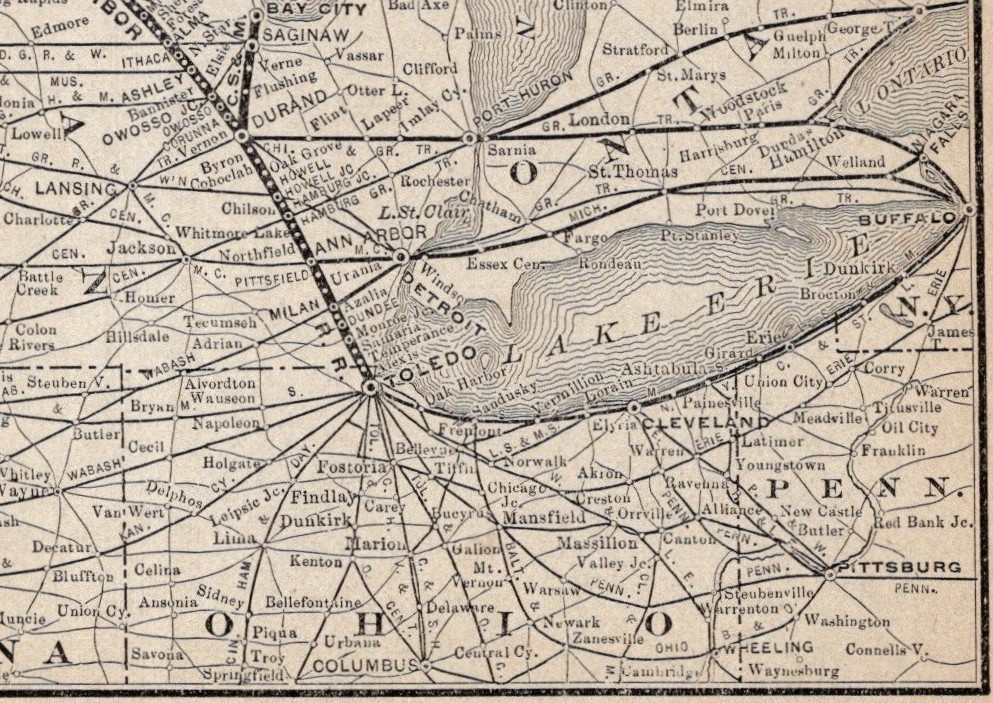 1900 Antique Ann Arbor Railroad Map Vintage Railway Map 2899