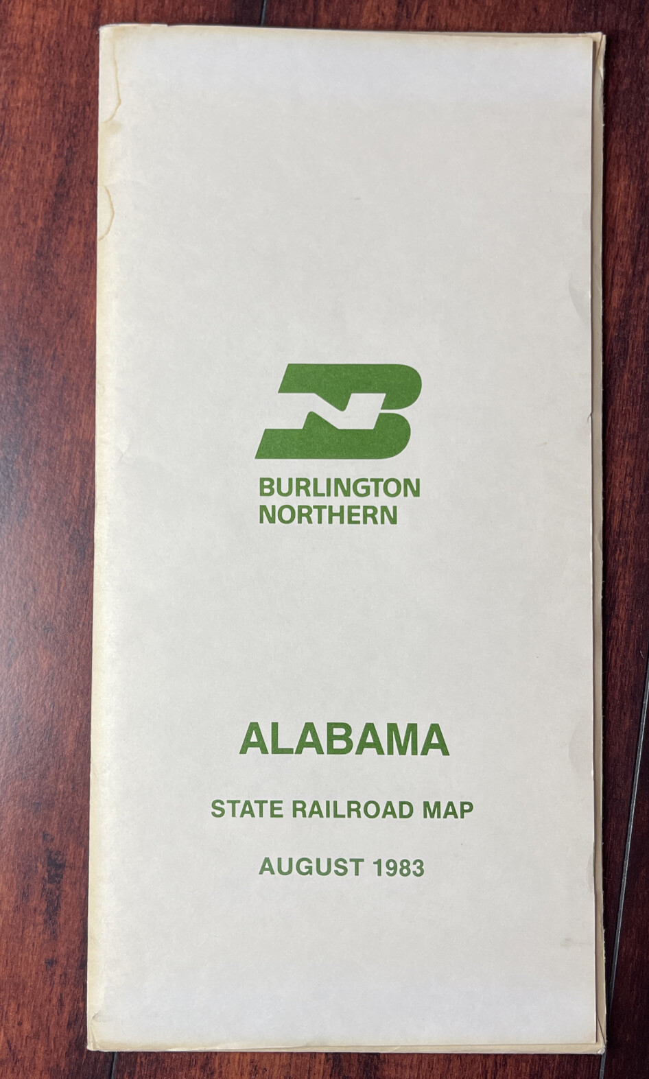 Burlington Northern Railroad 1983 Alabama State Railroad Map in sleeve PR1