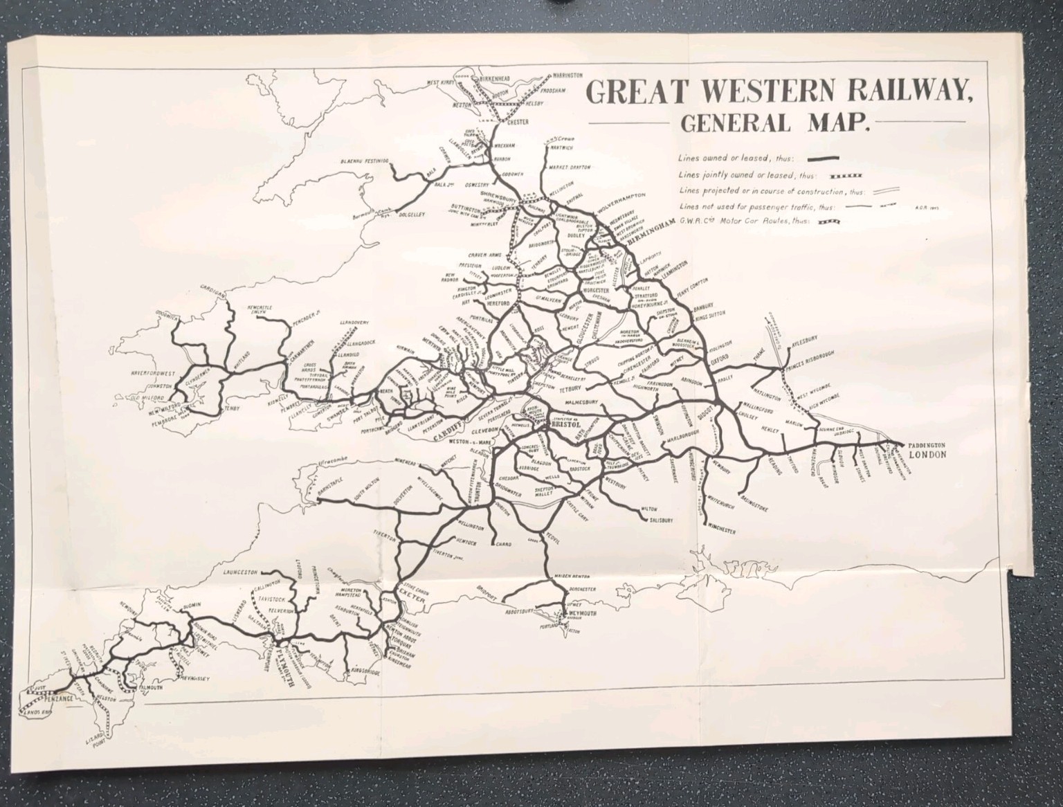 Original 1904 Map Of Great Western Railway General Map