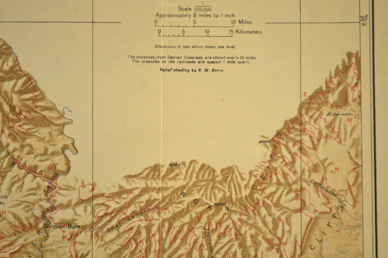 1922 Denver Rio Grande RR Map Woodside Utah Thompson Book Cliffs Green River
