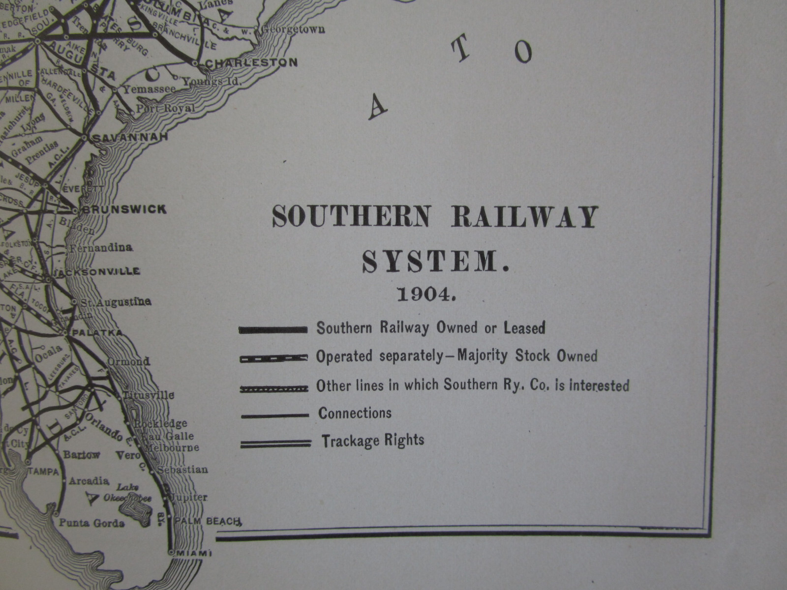 SOU DATED 1904 SOUTHERN RAILWAY SYSTEM Map from 1904 Poor’s Railroad Manual.