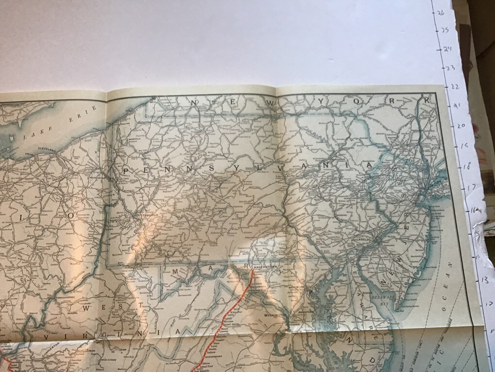 vintage railroad map: 22×32″ NORFOLK & WESTERN Railway 1933
