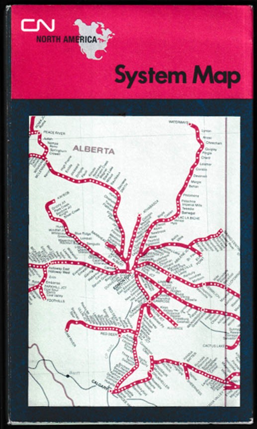 Canadian National Railway North America System Map c 1970s
