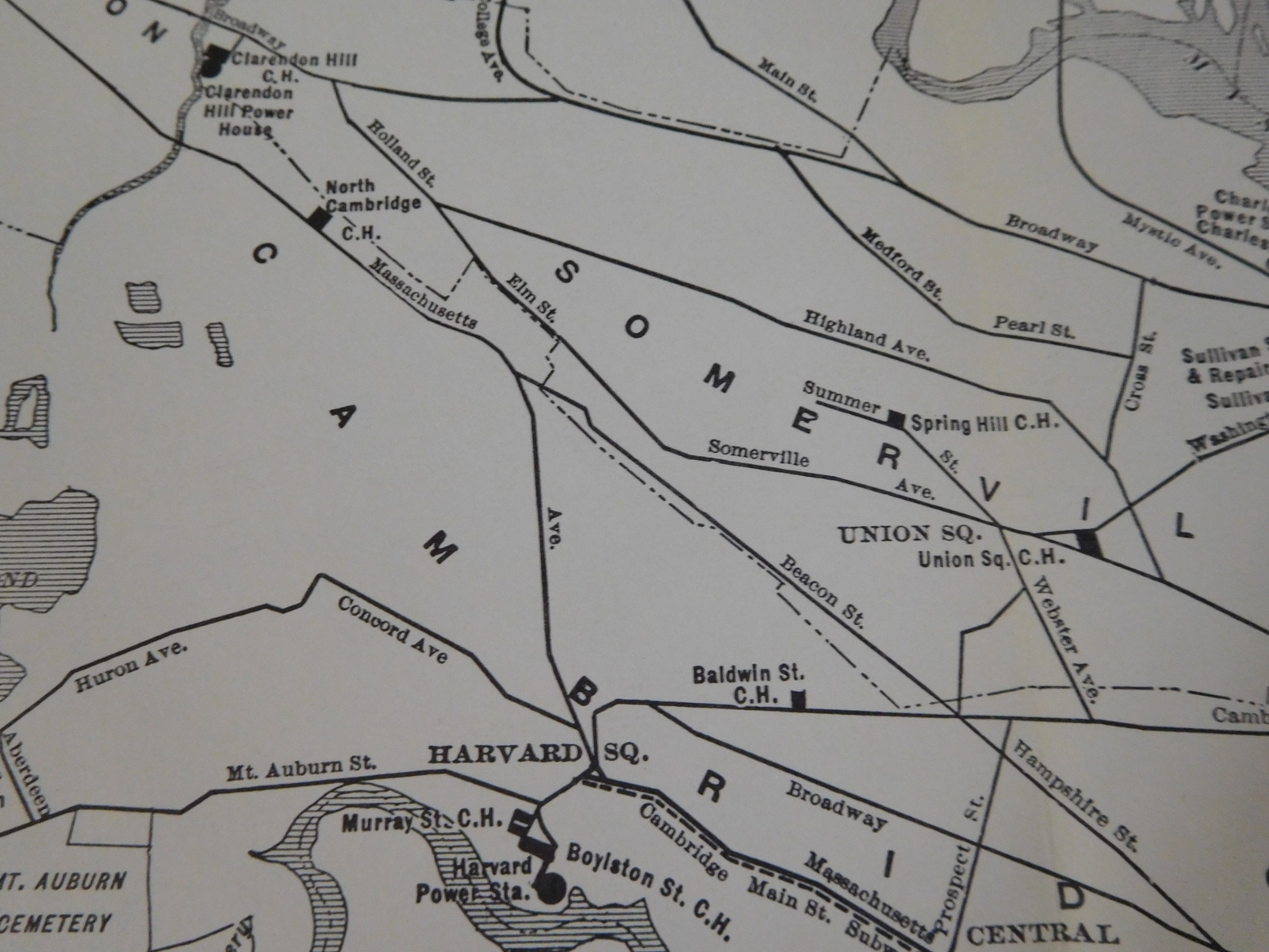 Map Boston Elevated Railway Co. 1910 Approx 20.5 X 16 inches
