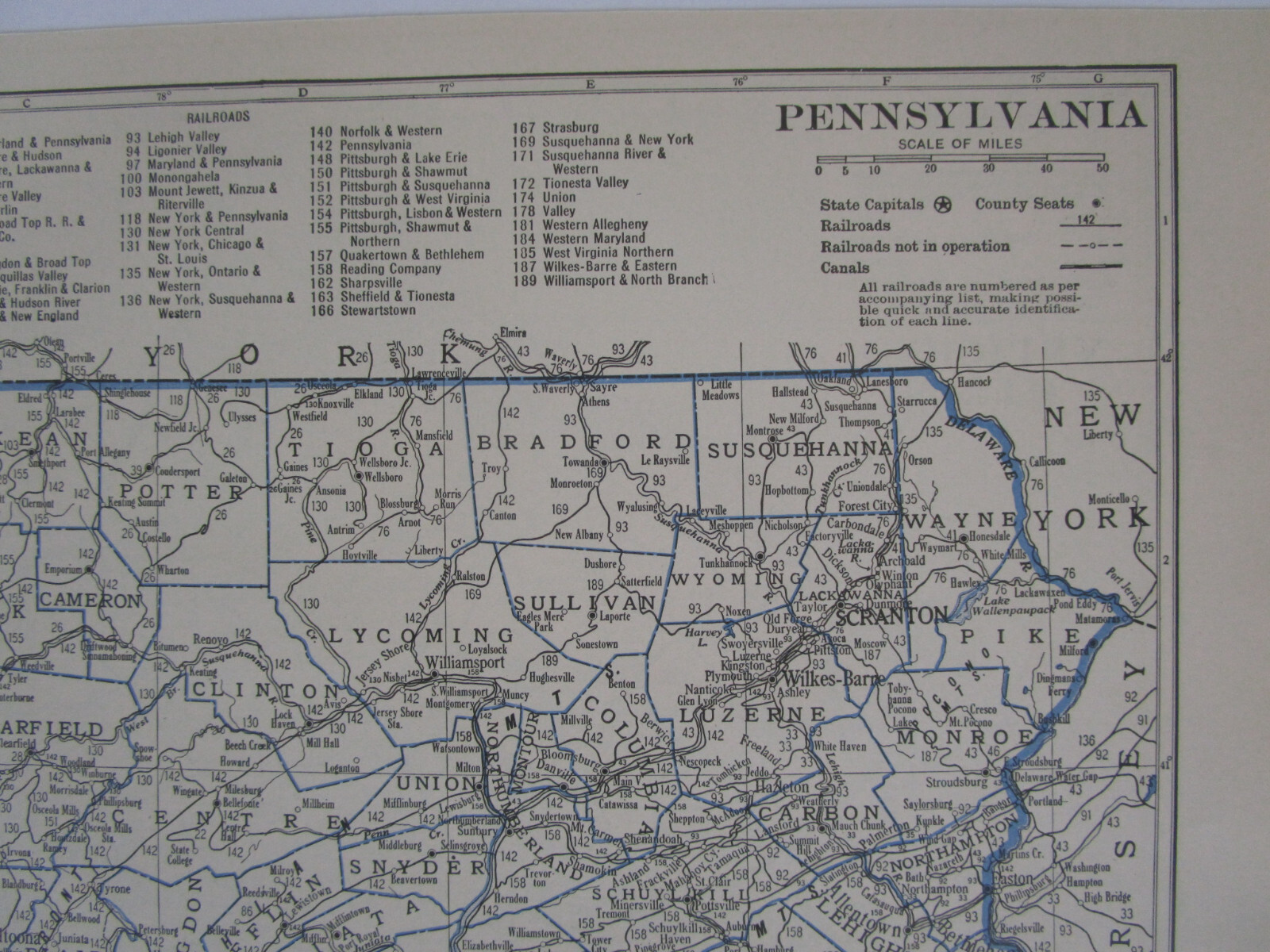 PA SC 1931 PENNSYLVANIA State RAILROAD Map or SOUTH CAROLINA Map