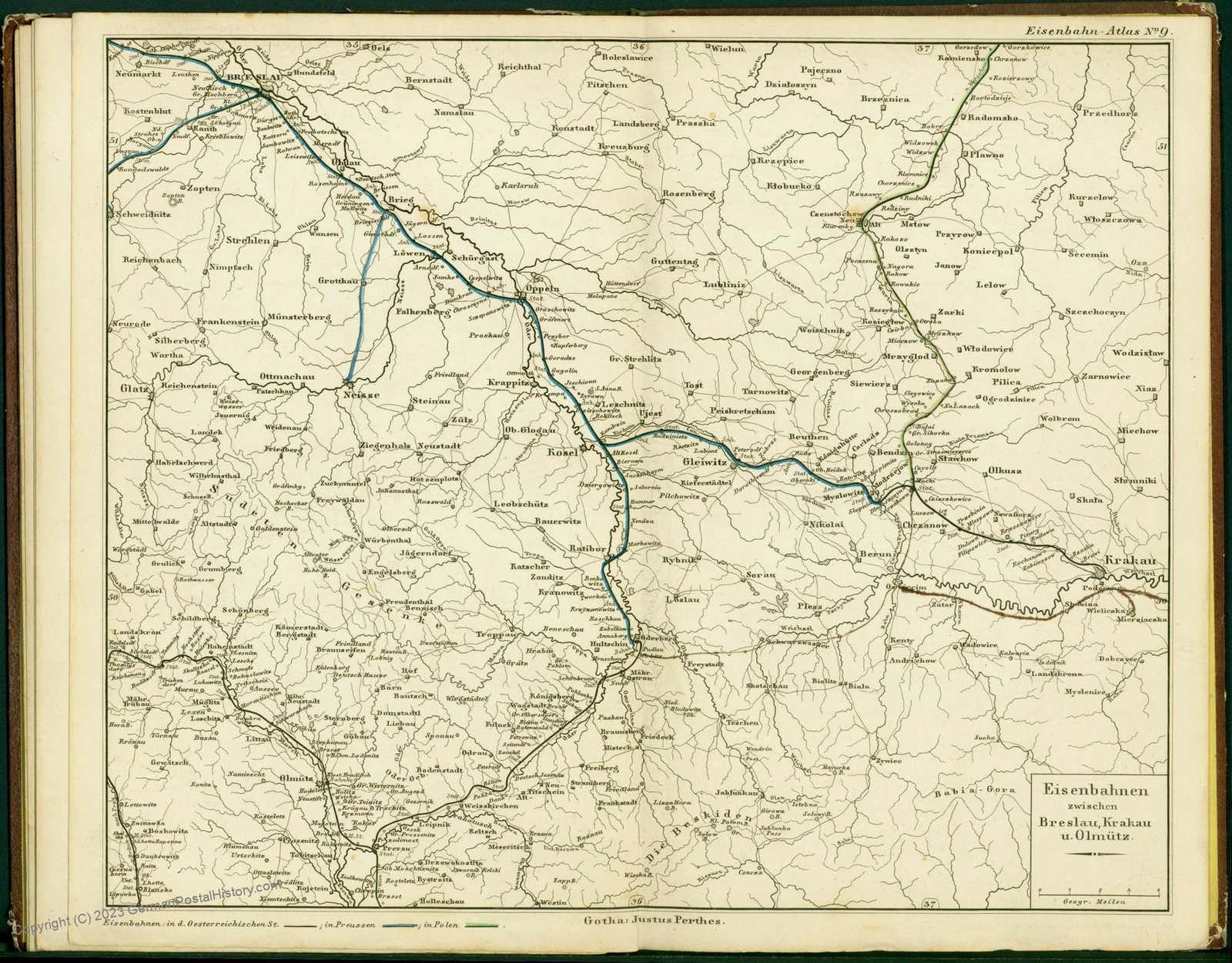 1847 Railway Atlas Germany Belgium Northern Italy Stuelpnaegel 48886