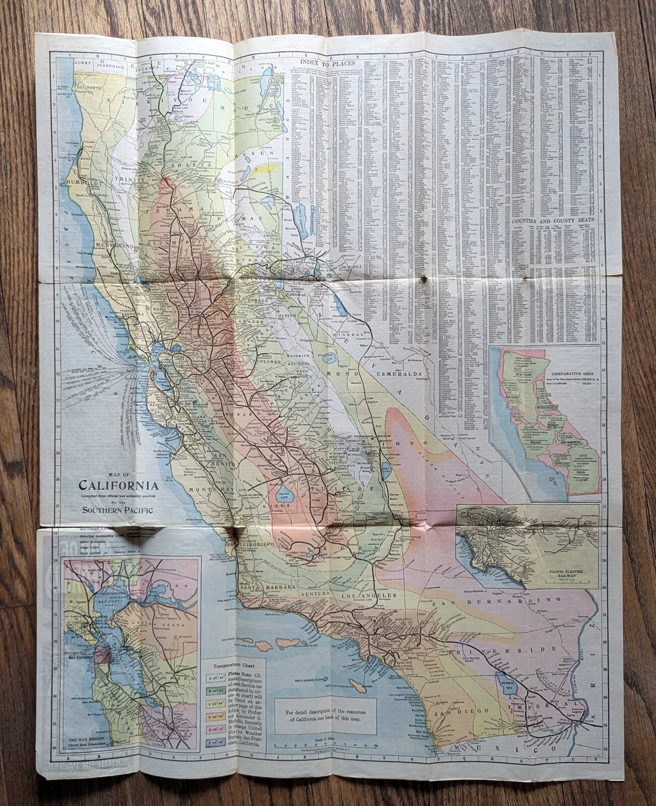 Southern Pacific Railroad Map of California 1917 with descriptions of resources