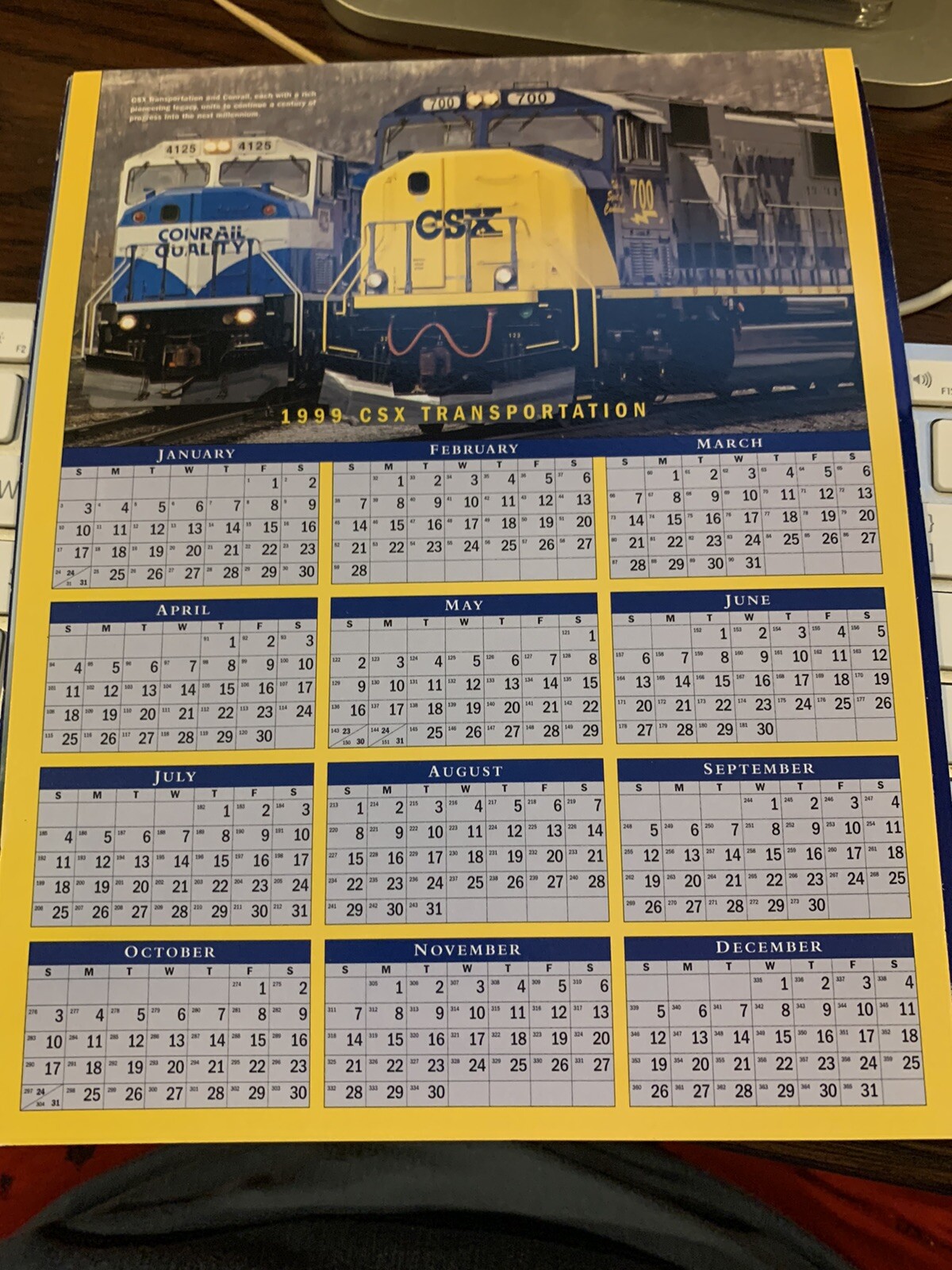 CSX Transportation Railroad Calendar Double Sided 1999 and 2000 – Near Mint/Mint