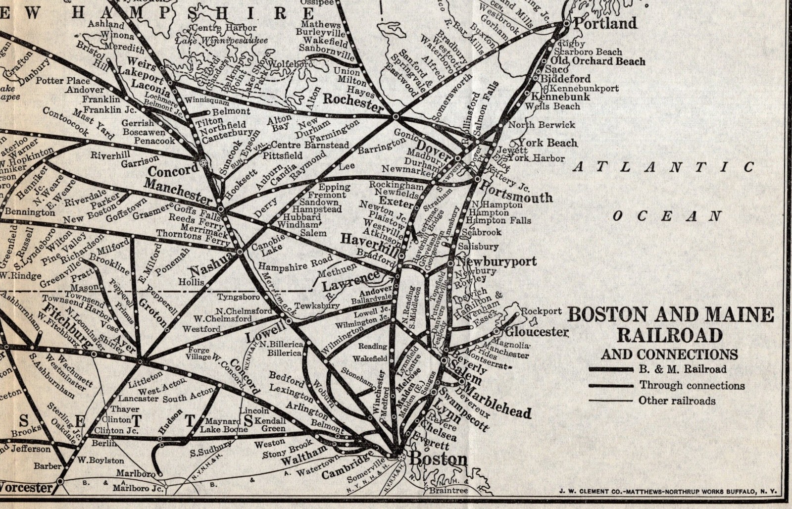 1931 Antique BOSTON and MAINE RAILROAD Map Vintage Railway Map 3059