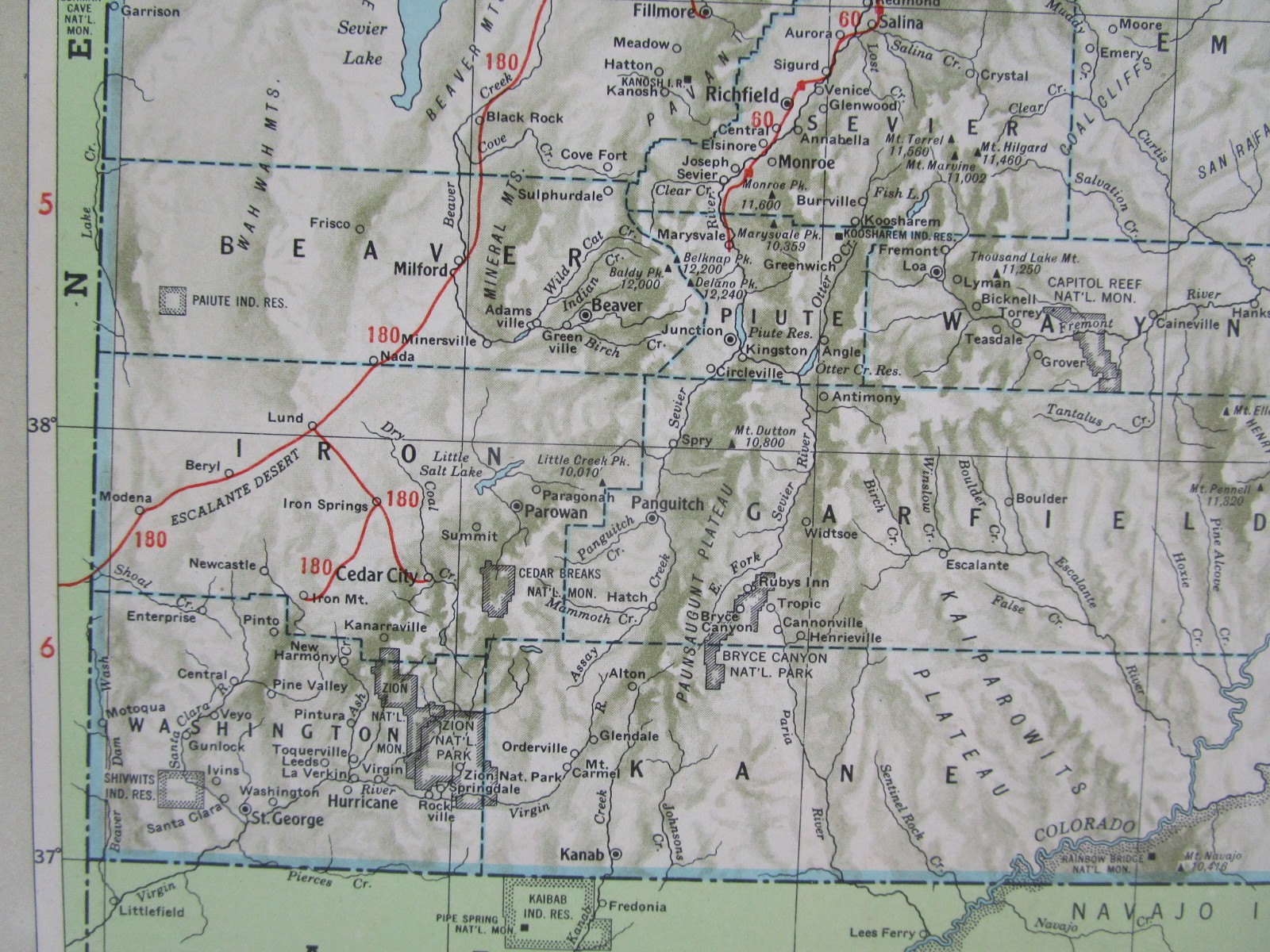 TX UT Vtg 1951 TEXAS RAILROAD Map. QUANAH ACME & PACIFIC RR ~or~ UTAH 1950s