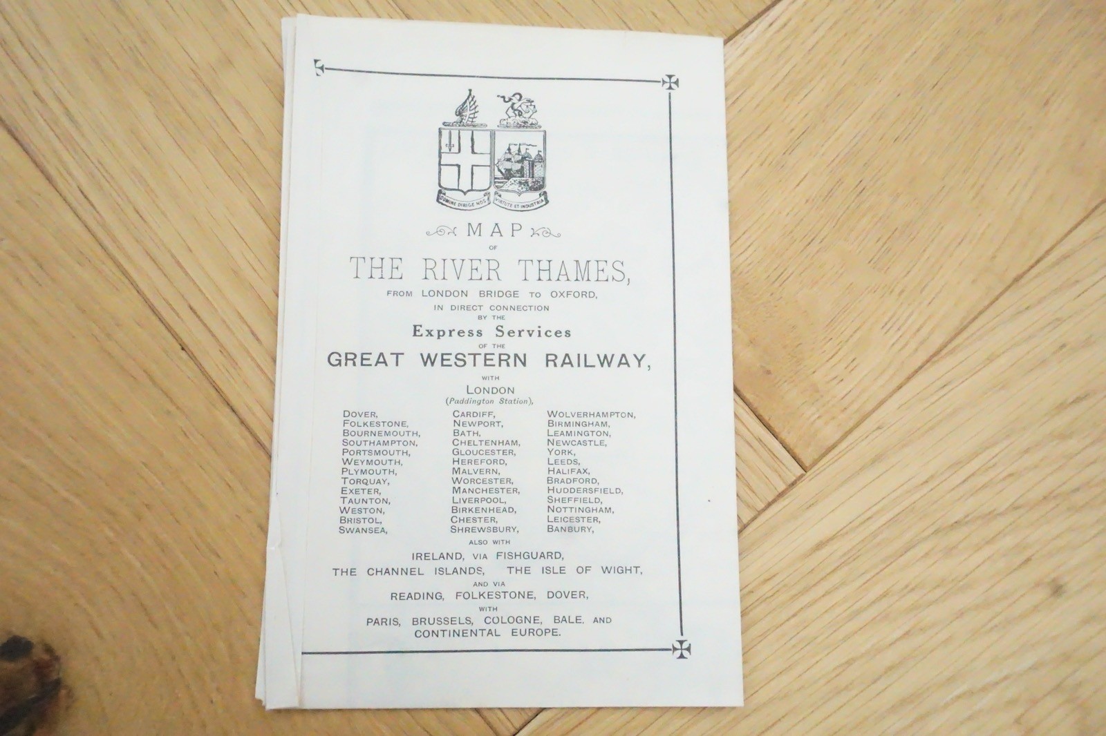 1913 GWR River Thames Original Railway Map Express Services
