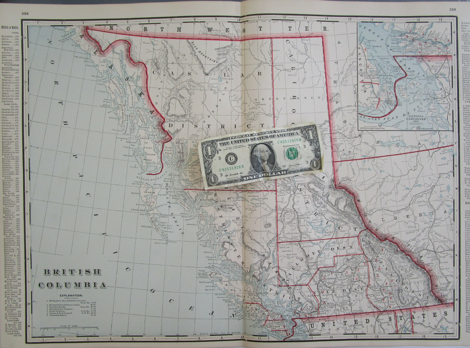 1896 BRITISH COLUMBIA CANADA Cram RAILROAD Map ESQUIMAULT & NANAIMO RR