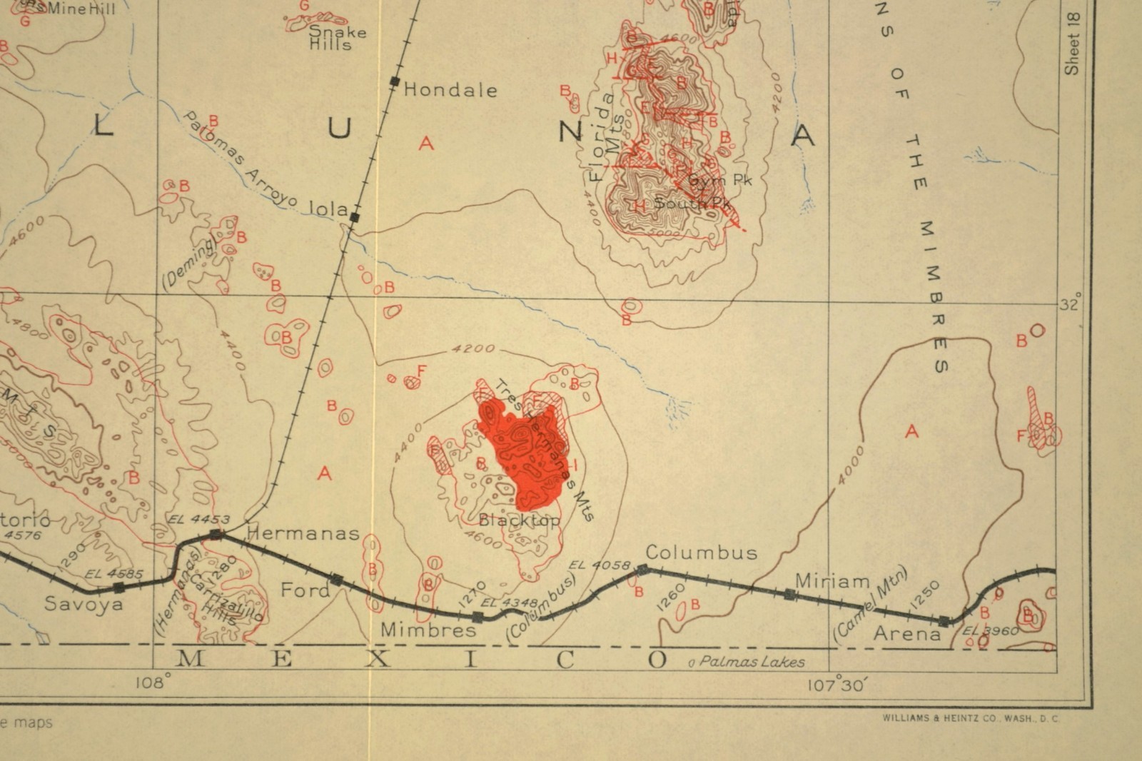 Southern Pacific Railroad Map Deming New Mexico Fort Cummings Florida Mountains