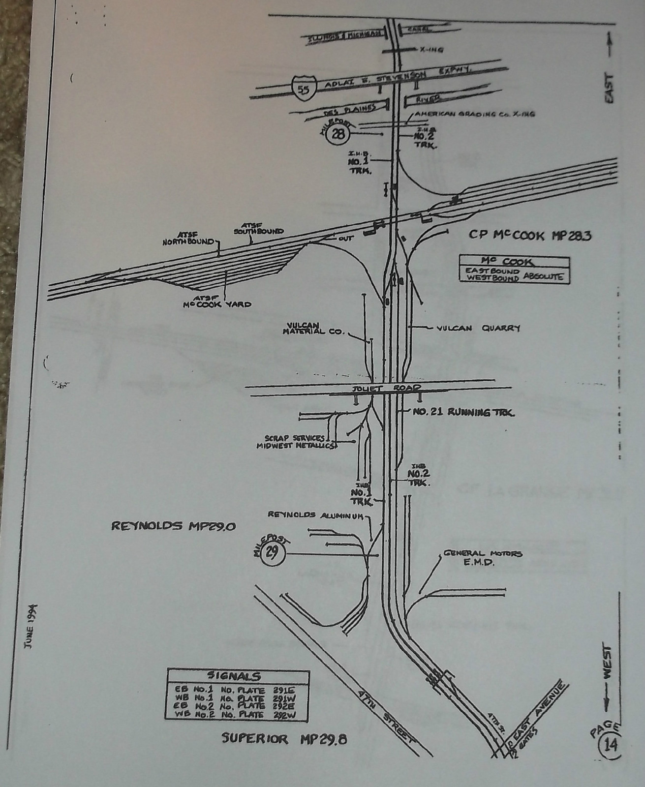 REPRO INDIANA HARBOR BELT IHB 1994 DISPATCHERS TRACK CHART CP UP NS EJ&E IC GTW