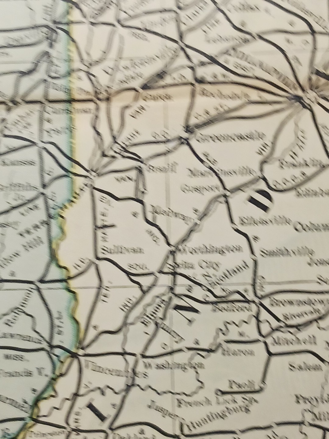 1891 Antique Railroad Map ILLINOIS & INDIANA all Train Route lines Depots 11×9″