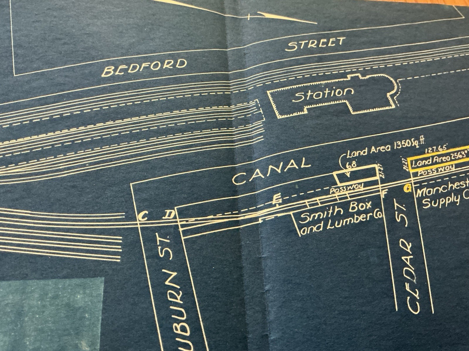 1933 Boston & Maine Railroad Blueprint Track Map Manchester NH Canal St Industry