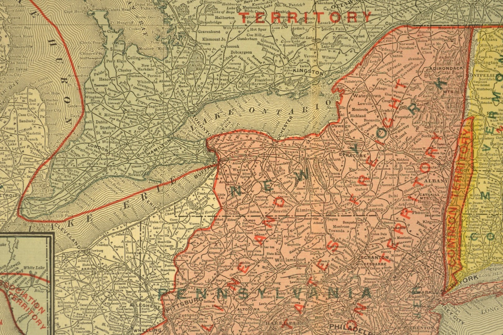 Northeast United States Map Railroad Freight Association Territories circa 1919