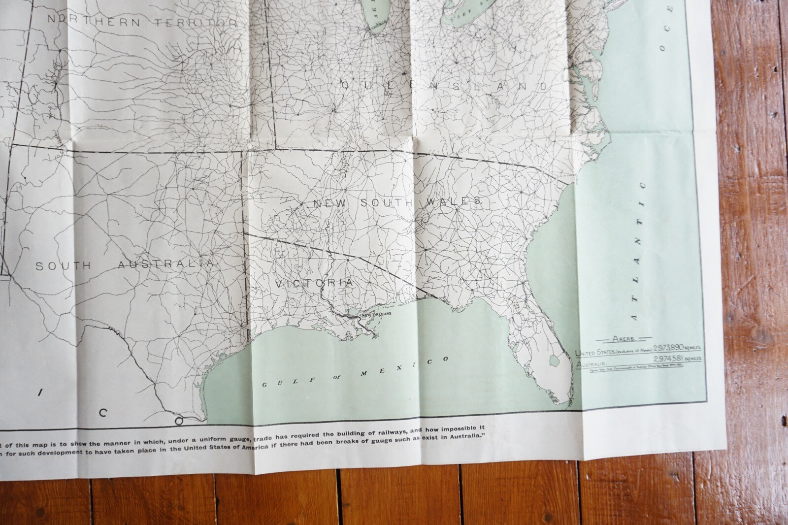 1922 Uniform Gauge USA and Australia Railway Map