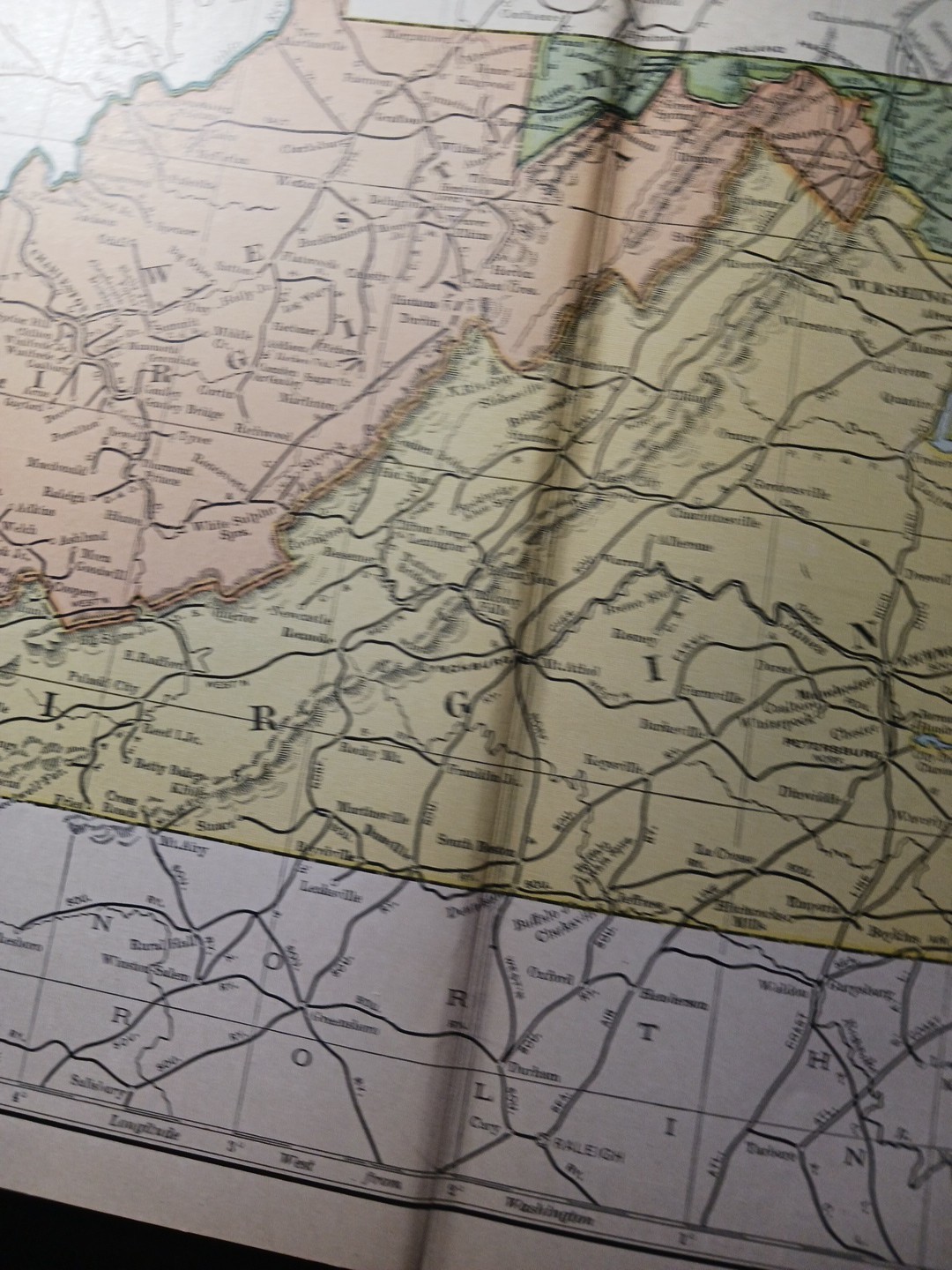 ~1904 Railroad Map West Virginia Maryland Delaware VA all lines Depots 11″x9″